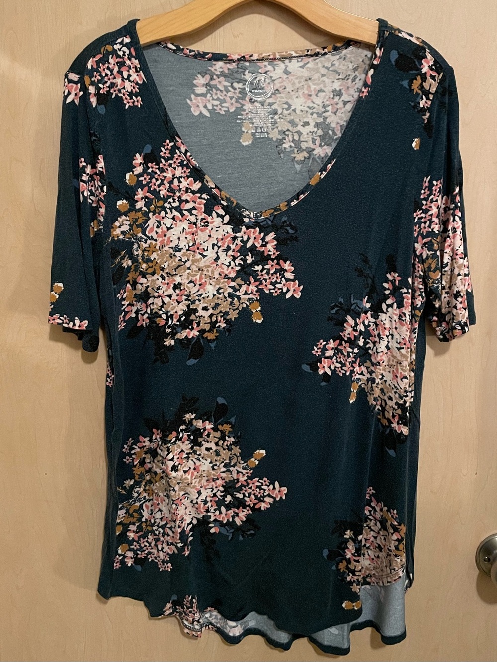 Maurice’s Dark Teal Floral Scoop Neck Tunic Top